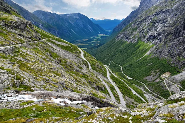 Narrow Trollstigen serpentine mountain road Stock Picture