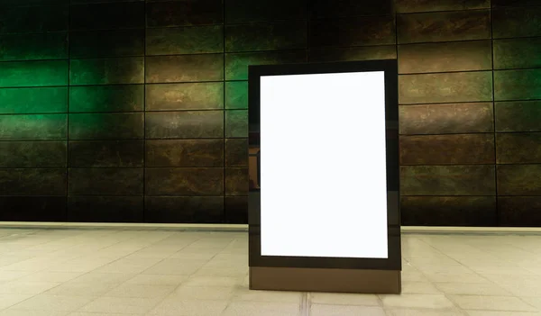 Blank digital display advertisement billboard in train station — Stock Photo, Image