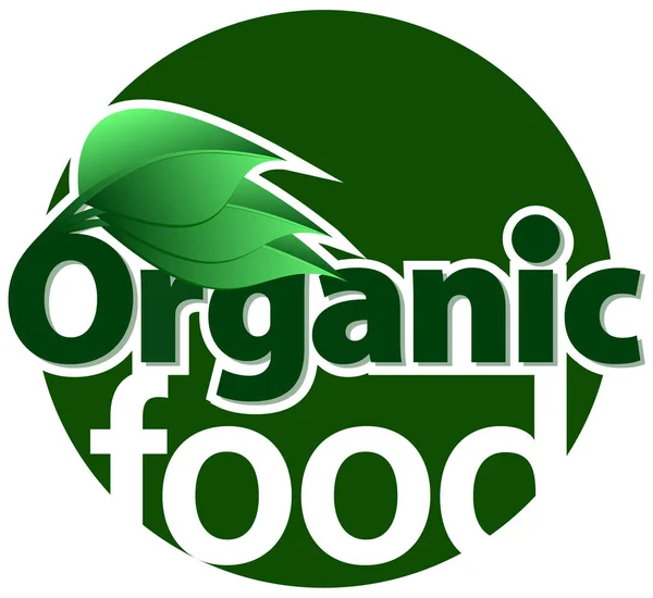 Logotipo de texto de alimentos 100% ecológicos con hojas — Vector de stock