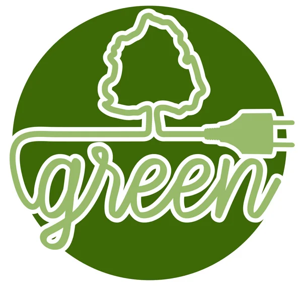 Yeşil enerji güç Tak ve ağaç logolu — Stok Vektör
