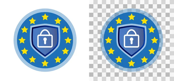 Seguridad de datos escudo de privacidad logotipo con candado — Vector de stock