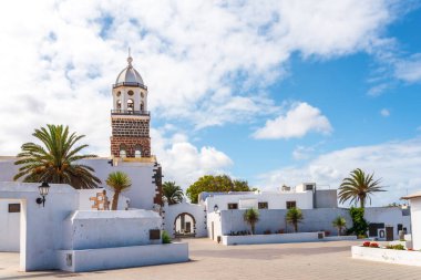 church Nuestra Senora de Guadalupe in Teguise, old capital city of Lanzarote, Canary Islands, against beautiful blue sky clipart