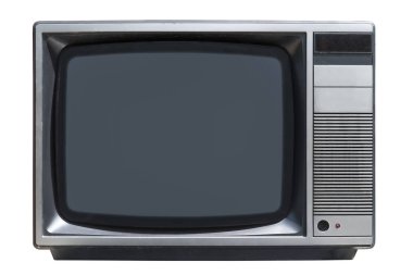Eski Crt TV seti beyaz arkaplanda izole edildi