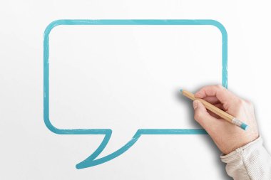 Konuşma balonunda yazı yazmak için kopya alanı olan el ele tutuşmalar