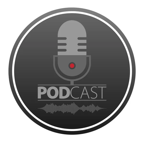 Symbol podcastu s mikrofonem a obrazem vektoru zvukové křivky — Stockový vektor