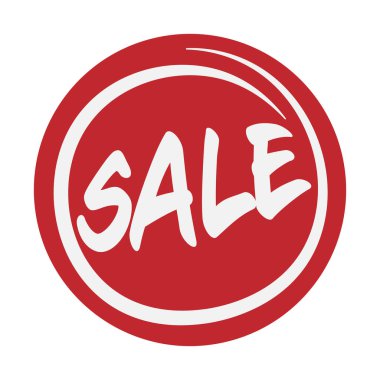 kırmızı yuvarlak satış rozeti veya etiket vektör illüstrasyonu