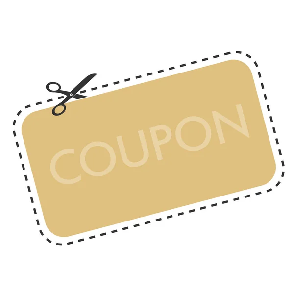 Cutout coupon template with dashed or dotted line and scissors symbol — Stock Vector