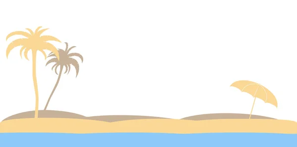 带棕榈树和遮阳伞的抽象海滩轮廓 — 图库矢量图片