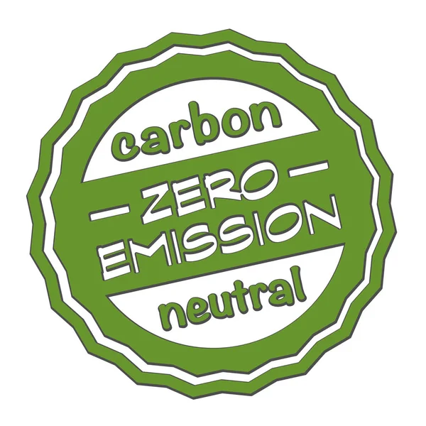 Green round zero emission carbon neutral rubber stamp print — 스톡 벡터