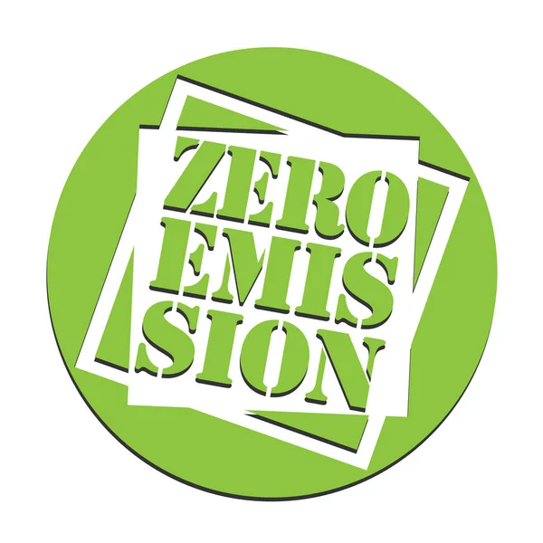 Green round zero emission label or stamp — 스톡 벡터