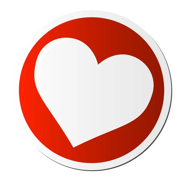 Kerek piros szív ikon vagy szimbólum a szerelem vagy a romantikus kapcsolat — Stock Vector