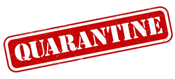 Kırmızı karantina kauçuk damgası beyaza izole edilmiş.
