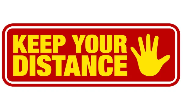 Rojo y amarillo mantener su signo de distancia con símbolo de gesto de parada — Archivo Imágenes Vectoriales