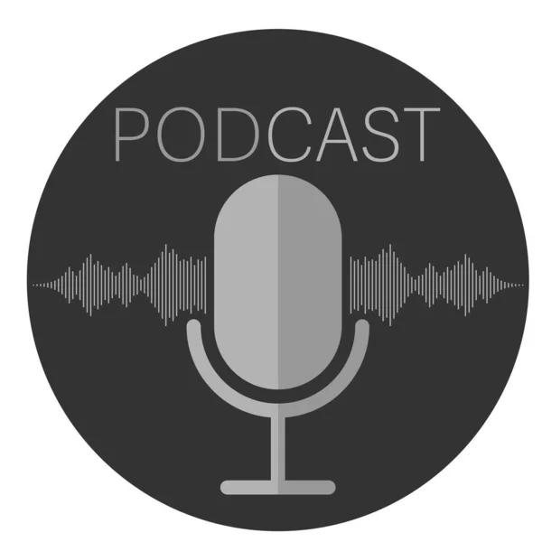 Jednoduchá kulatá ikona nebo symbol podcastu se záznamovým mikrofonem — Stockový vektor