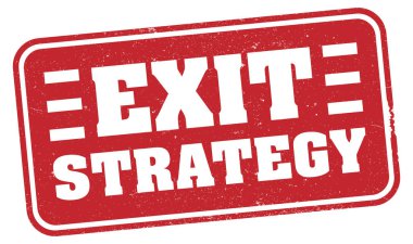kırmızı grungy EXIT STRATEGY lastik iz veya işaret