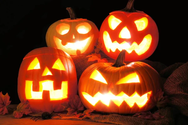 Halloween Jack o Lanterns night scene — Stock Photo, Image