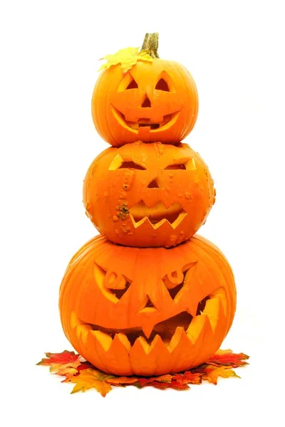 Stacked Halloween Jack o Lanterns — Stock Photo, Image