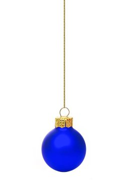 Tek beyaz izole mavi Noel süs asılı
