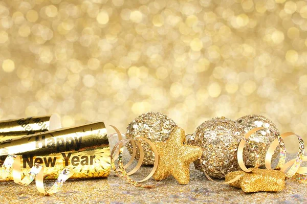 Новорічна Ніч Конфетті Золоті Прикраси Твітінгу Золоті — стокове фото