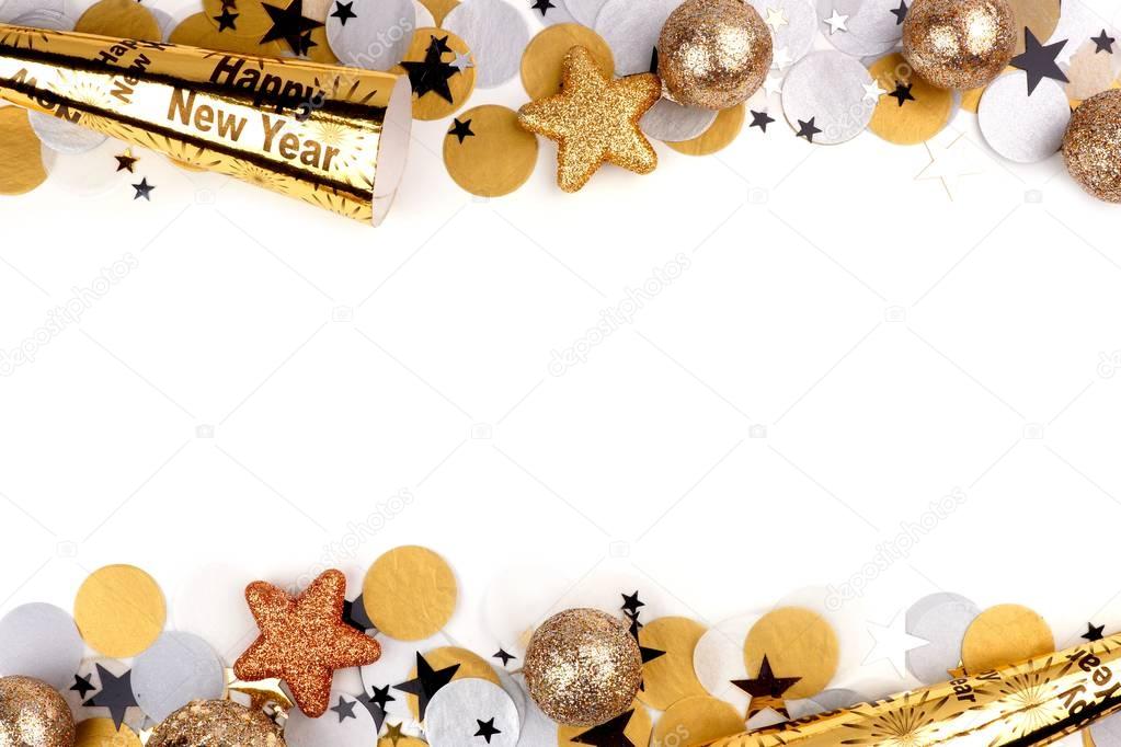 New Years Eve Double Border Confetti Decor Isolated White Background