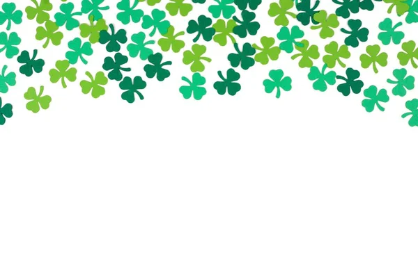 Patricks Day Bordure Supérieure Trèfles Papier Sur Fond Blanc — Photo