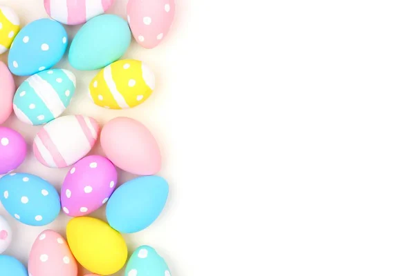 Kleurrijke Pasen Zijrand Met Hand Beschilderde Eieren Geïsoleerd Een Witte — Stockfoto