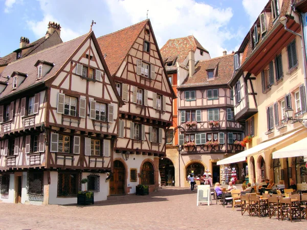 Pittoresk Plein Elzasser Stad Colmar Frankrijk — Stockfoto