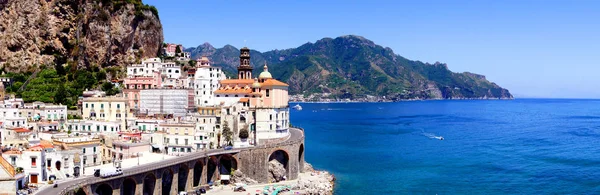 Panorámakép Atrani Egy Falu Amalfi Coast Olaszország — Stock Fotó