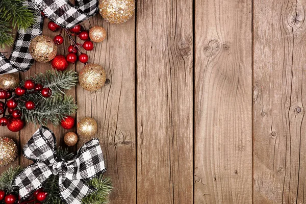 Borde Lateral Navidad Con Cinta Cuadros Búfalo Blanco Negro Decoraciones —  Fotos de Stock