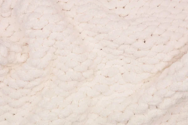 Уютное Шерстяное Одеяло Полный Текстурный Фон Цвет Крема — стоковое фото