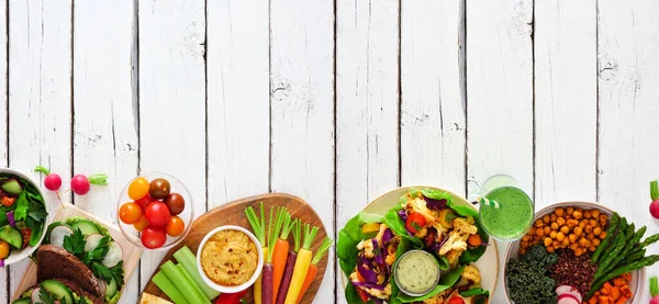 Almuerzo Saludable Frontera Inferior Alimentos Escena Mesa Con Nutritivo Tazón — Foto de Stock