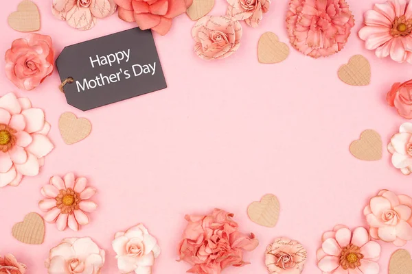 Etiqueta Presente Chalkboard Feliz Dia Das Mães Com Moldura Flores — Fotografia de Stock