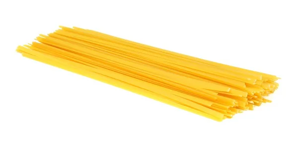 Högen Med Okokt Torr Fettuccine Pasta Isolerad Vit Bakgrund — Stockfoto