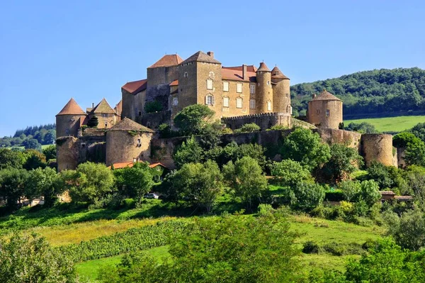 Kasteel Hilltop Van Chateau Berz Bourgondië Frankrijk — Stockfoto