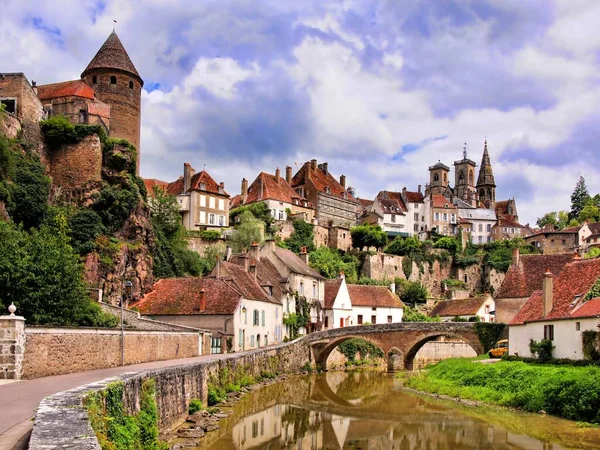 Schilderachtige Middeleeuwse Stad Semur Auxois Bourgogne Frankrijk — Stockfoto