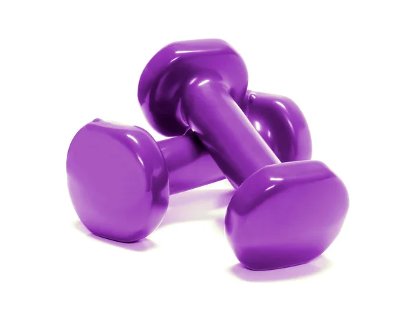 Purple Dumbbell Weights Isolated White Background — Stock Photo, Image