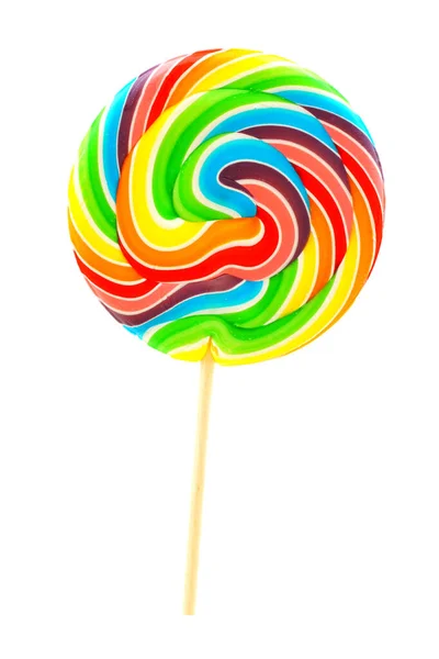 Single Multi Colored Lollipop Candy Isolated White — Stock Photo, Image