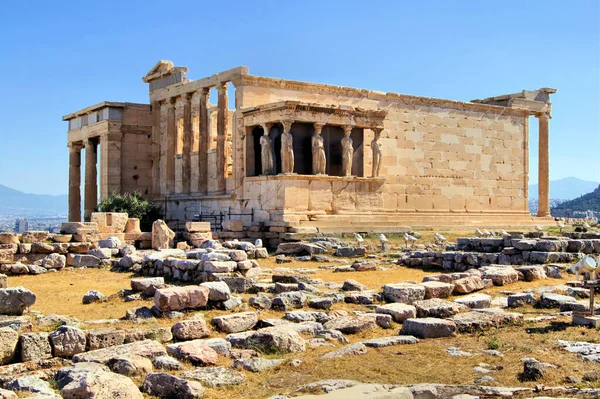 Atene Acropoli Eretteo Con Portico Dei Cariatidi Grecia — Foto Stock