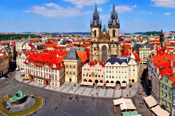 Vista Sobre Centro Histórico Praga Com Castelo República Checa — Fotografia de Stock