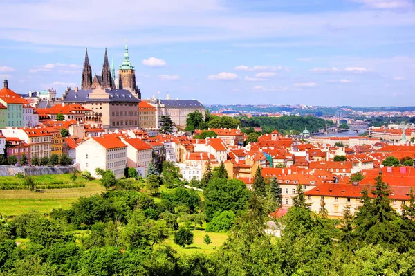 Vista Sobre Centro Histórico Praga Com Castelo República Checa — Fotografia de Stock