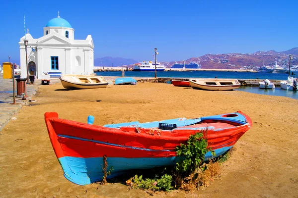 Ville Mykonos Vue Sur Port Grèce — Photo