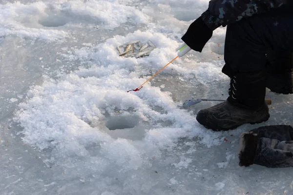 Winter fishing, ice fishing. Vladivostok, Russia