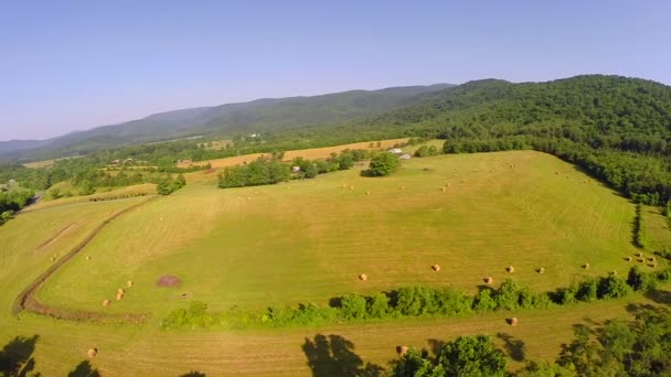 Luchtfoto boerderij viaduct zomer — Stockvideo