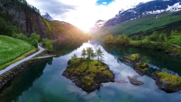 aerial footage from beautiful nature norway