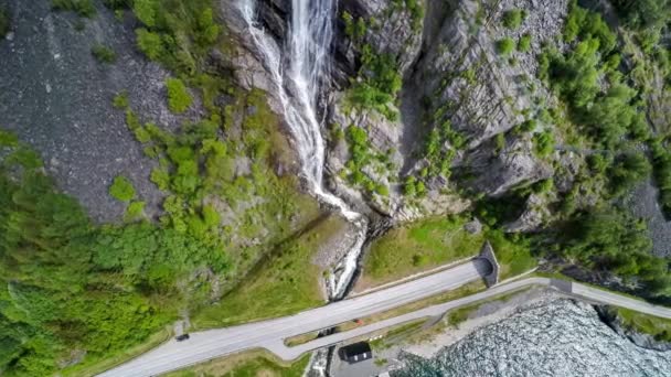 Norvégia gyönyörű légifelvételek út Norvégia természet — Stock videók