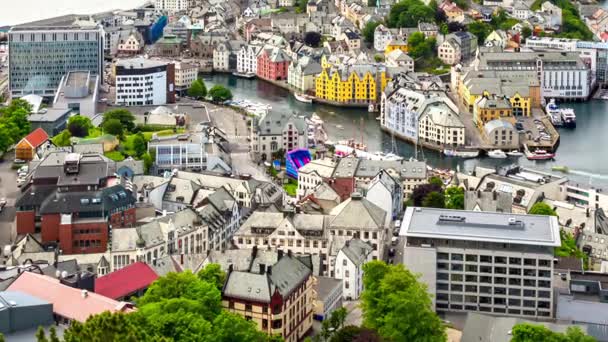 Aksla a város alesund, Norvégia timelapse — Stock videók