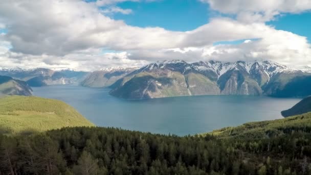 美しい自然、sognefjorden ノルウェー フライト — ストック動画