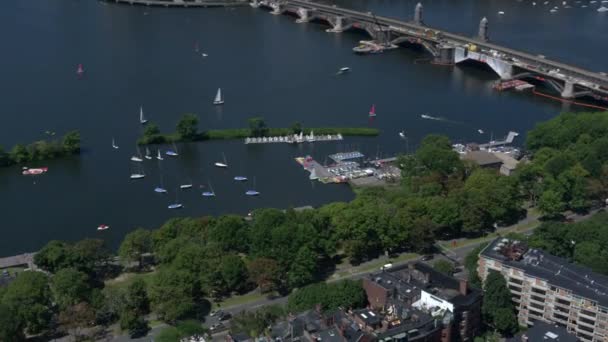 Vista de Boston ciudad arial — Vídeos de Stock