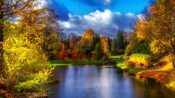 Paisaje otoñal en el parque de la ciudad. — Vídeos de Stock