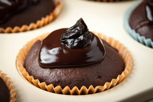 Muffin al cioccolato appena sfornati . — Foto Stock